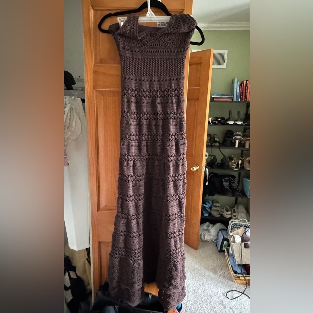 Vintage Victorias Secret Catalog Brown Crochet Dress